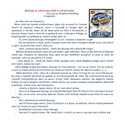 „George și cheia secretă a Universului” de Lucy și Stephen Hawking