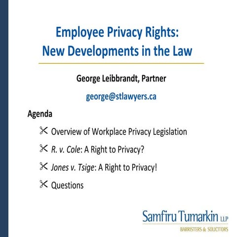 Employee Privacy Rights: New Developments in the Law
