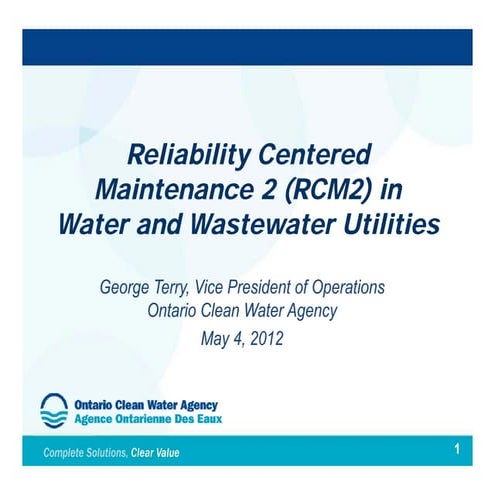 Reliability Centered Maintenance II (RCM2) in Water and Wastewater Utilities ...