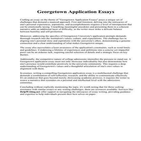 Georgetown Application Essays. Glendale Community College
