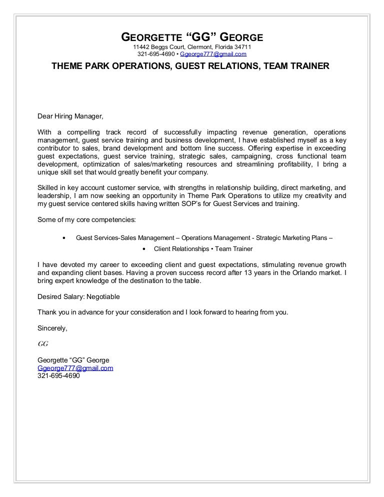 georgette george cover letter theme park operations guest services cover letter - Guest Services Cover Letter georgette george cover letter theme park operations guest services cover letter - Guest Services Cover Letter