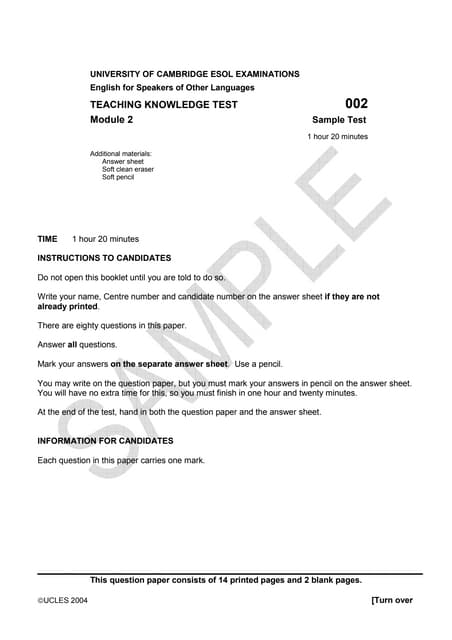 Tkt Sample Test 1 Https Tkt Gnomio Educational Assessment