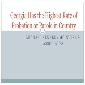 Georgia Has the Highest Rate of Probation or Parole in Country