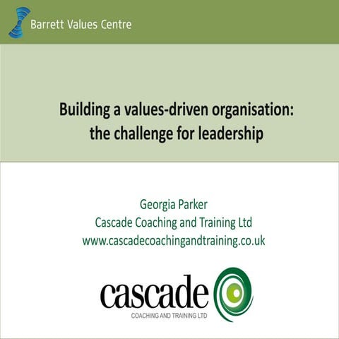 Georgia Park of Cascade Coaching - Building a values-driven organisation: the...
