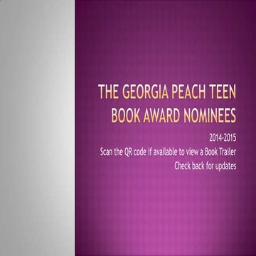 Georgia Peach Book Award Nominees 2014 2015