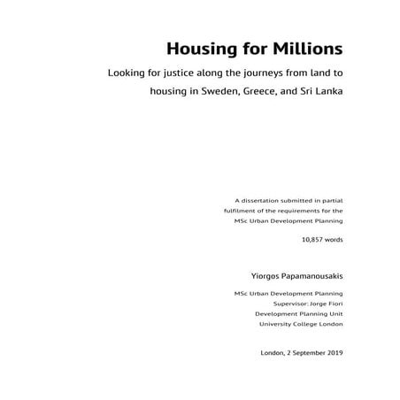 Housing for Millions: Looking for justice along the journeys from land to hou...