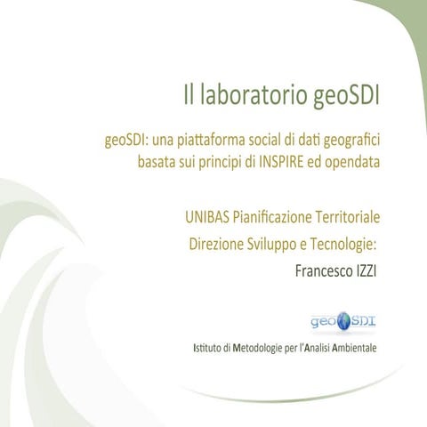 GeoSDI: una piattaforma social di dati geografici basata sui principi di INSP...