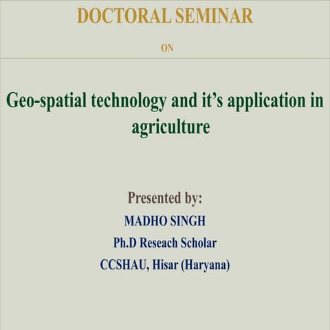 role of Geospatial technology  in agriculture