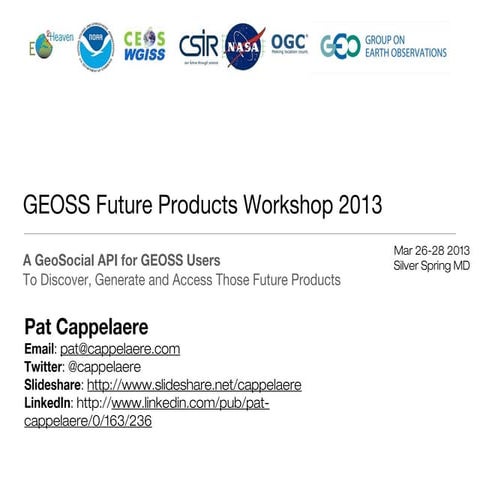 GEOSS Future Products & GeoSocial API