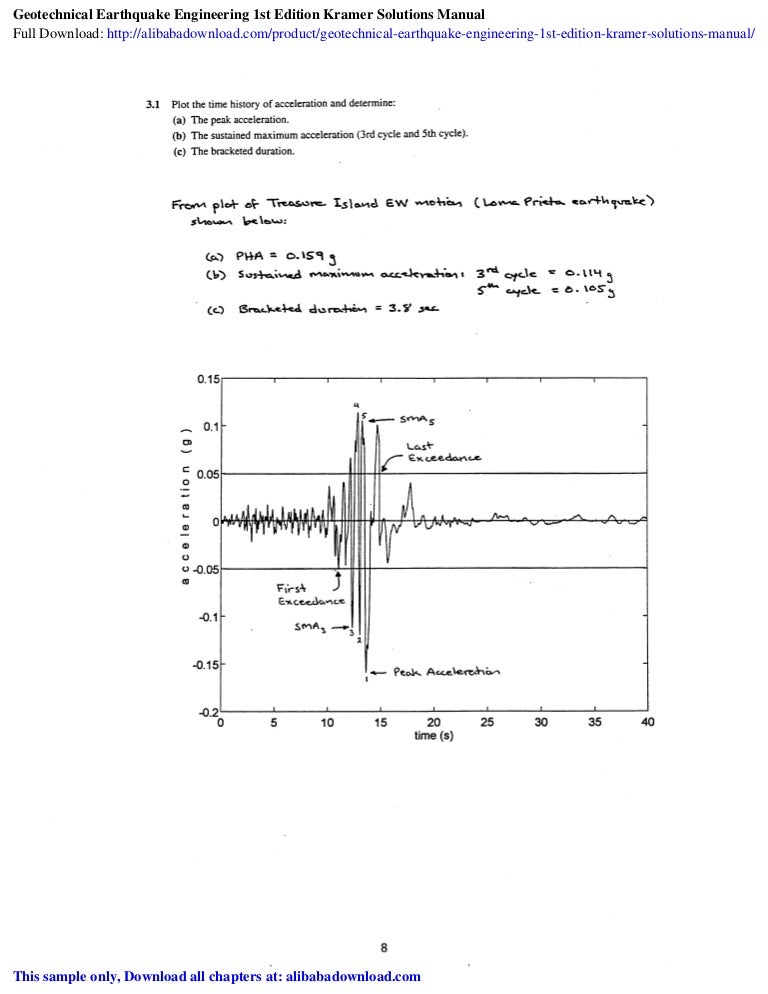Geotechnical Earthquake Engineering 1st Edition Kramer Solutions Manu