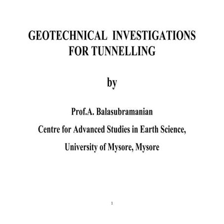 Geotechnical  investigations for tunnelling