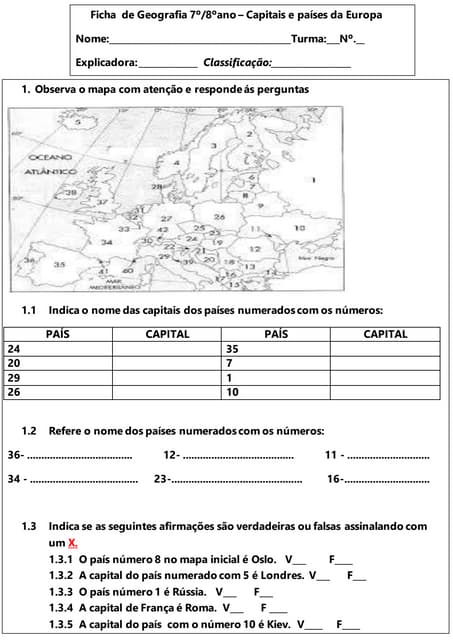 Teste de Geografia 7º/8º/9ºano sobr...