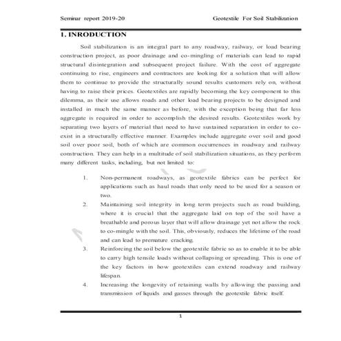 Geotextile for soil stabilization