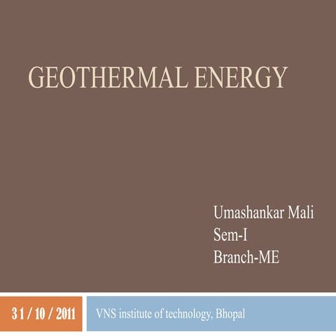 Presentation on Geothermal Energy | PPTX