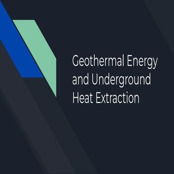 Geothermal Energy and Underground Heat Extraction | PDF