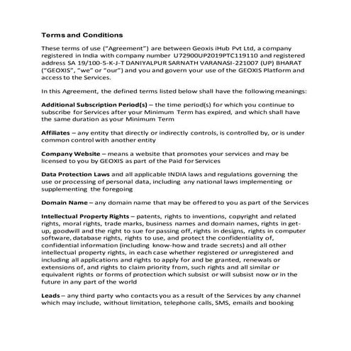 Geoxis terms and conditions