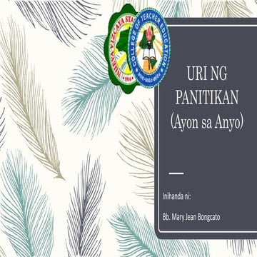 ANYO AT URI NG PANITIKAN (FILIPINO 102)) | PDF