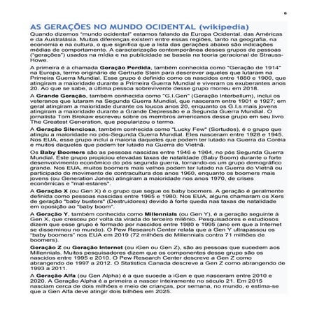 Geracoes no ocidente