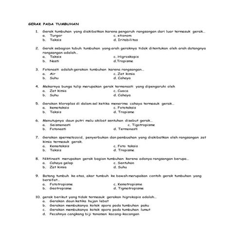 GERAK PADA TUMBUHAN SMP KELAS 8