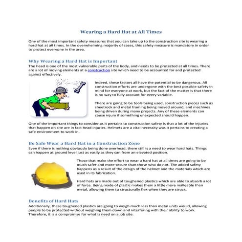 wearing a hard hat at all times