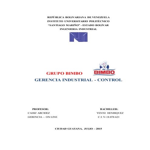 SISTEMA DE CONTROL EMPRESA BIMBO