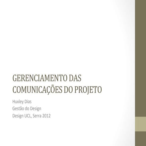 Gerenciamento das comunicações do Projeto 