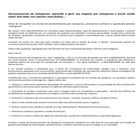 Gerenciamento de categorias