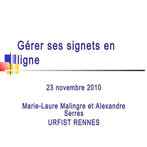 Gérer ses signets en ligne | PPT