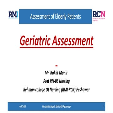 Geriatric assessment / assessment of Elderly Patients