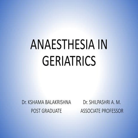 Anaesthesia in Geriatrics