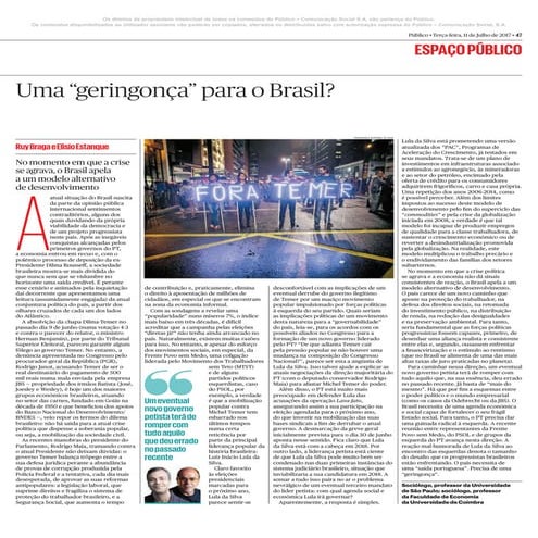 Uma 'geringonça' para o Brasil?