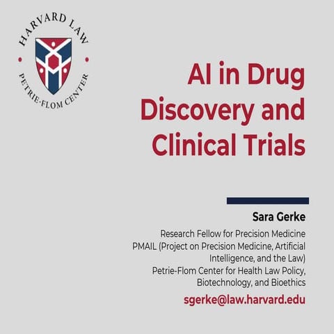 Sara Gerke: "AI in Drug Discovery and Clinical Trials"
