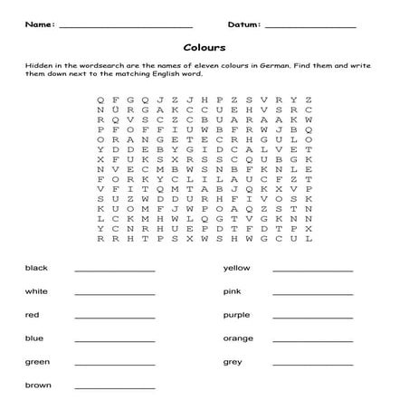 German colours wordsearch | PDF