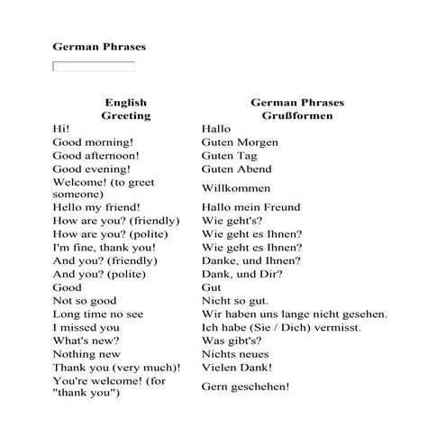 German phrases | PDF