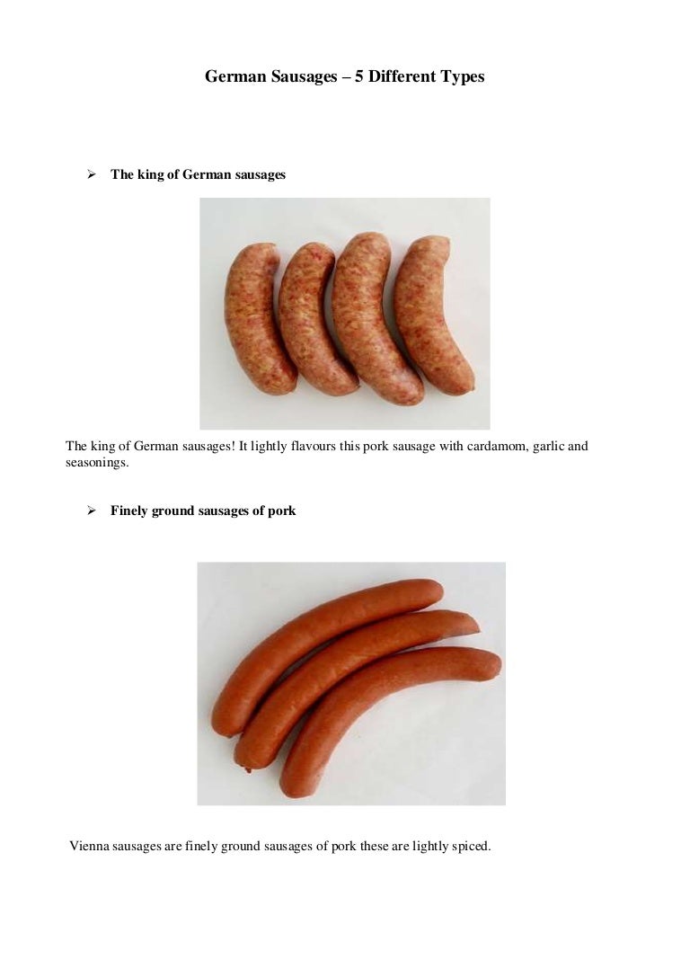 German sausages 5 different types