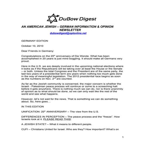 DuBow Digest -Germany edition october 10, 2010