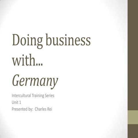 Germany intercultural communication training | PPTX