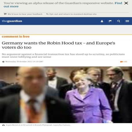 Germany wants the robin hood tax – and europe's voters do too | stephany grif...