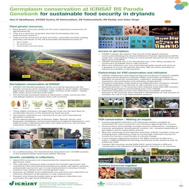 Germplasm conservation at ICRISAT RS Paroda Genebank - for sustainable food s...