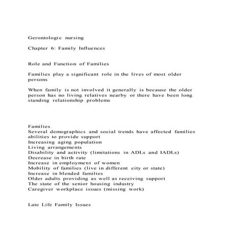 Gerontologic nursingChapter 6 Family InfluencesRole a