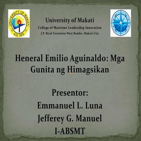 Heneral Emilio Aguinaldo: Mga Gunita ng Himagsikan