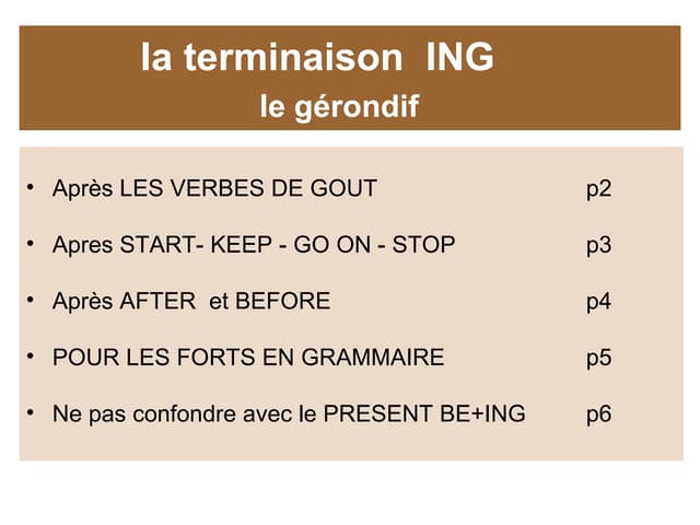 Grammaire anglaise : le gerondif