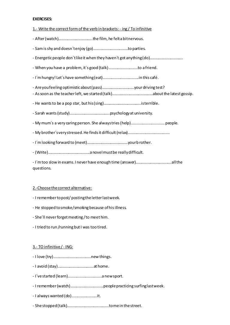 worksheet Gerunds And Infinitives Worksheets gerundandinfinitiveexercises 160428001106 thumbnail 4 jpgcb1461802298
