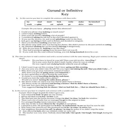 Gerund infinitive exercises_key
