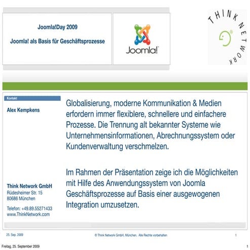 Geschäftsprozess Integration mit Joomla