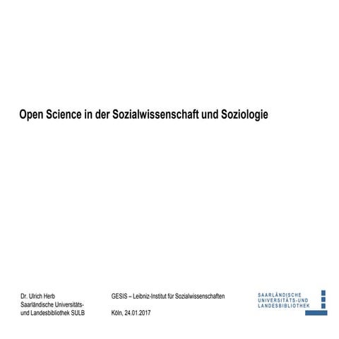 Open Science in den Sozialwissenschaften und der Soziologie