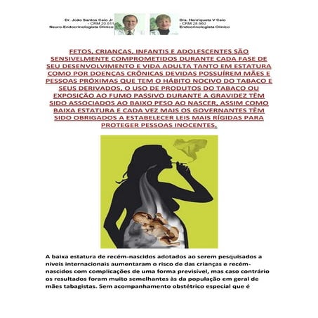 Gestantes tabagistas levam à baixa estatura criança infantil juvenil adolesce...