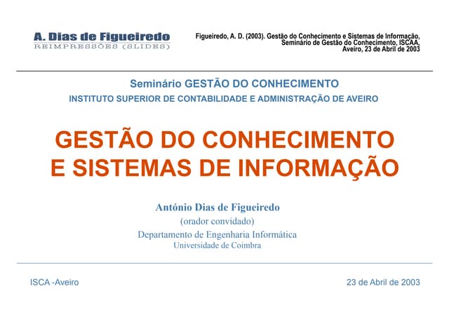 Gestão do Conhecimento e Sistemas d...