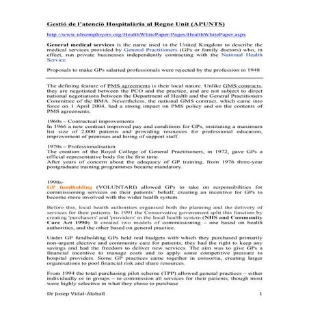 Gestió de l’atenció hospitalària especialitzada al Regne Unit (apunts)