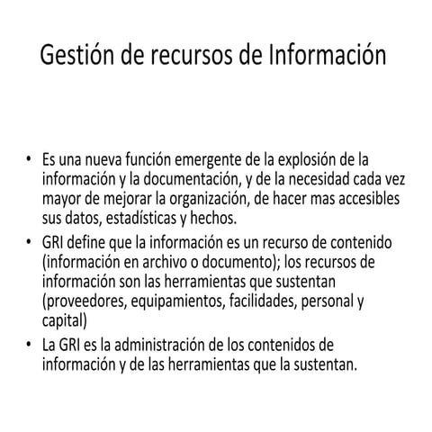 Gestión de Recursos de Información